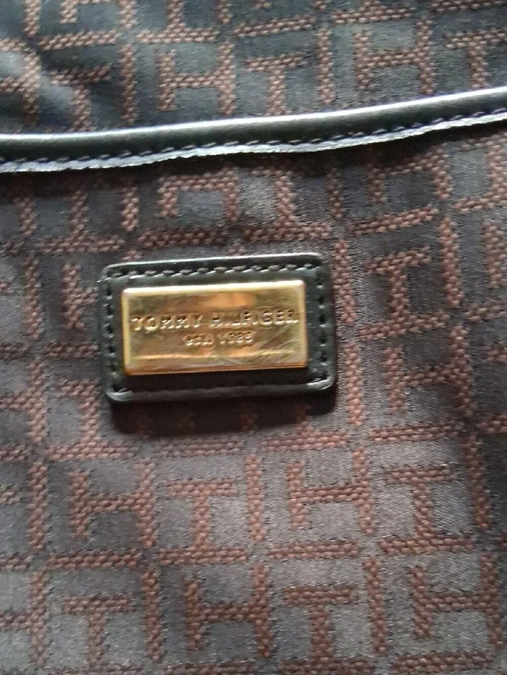 Tommy Hilfiger Dark Brown Monogram Crossbody Bag